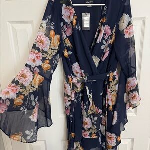 City Chic Navy Floral Wrap Dress